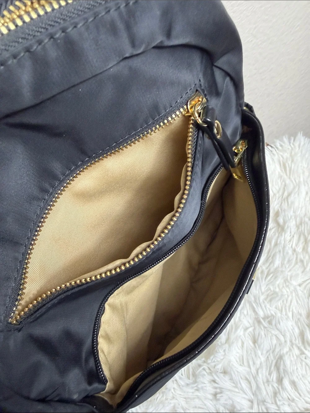 Allancia Black Nylon Backpack with Gold Hardware and Trolley Sleeve NWOT